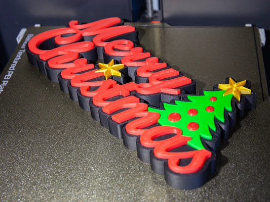 Décoration Merry Christmas à Poser Imprimée en 3D – Déco de Noël Originale