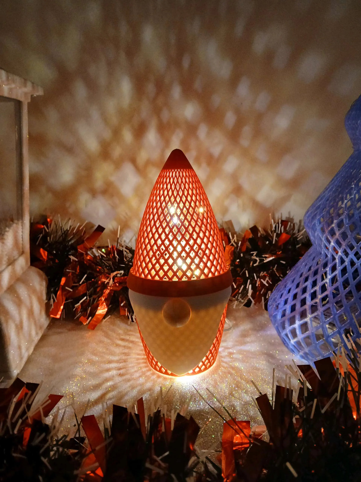 Bougeoir Gnome de Noël Imprimé en 3D – Déco Festive Fait Main