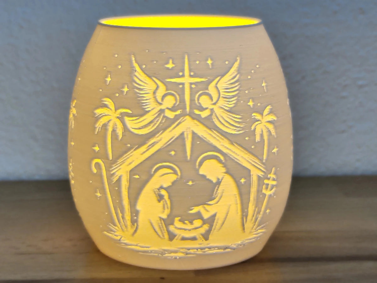 photophore de noël motif crèche - Brayan3D